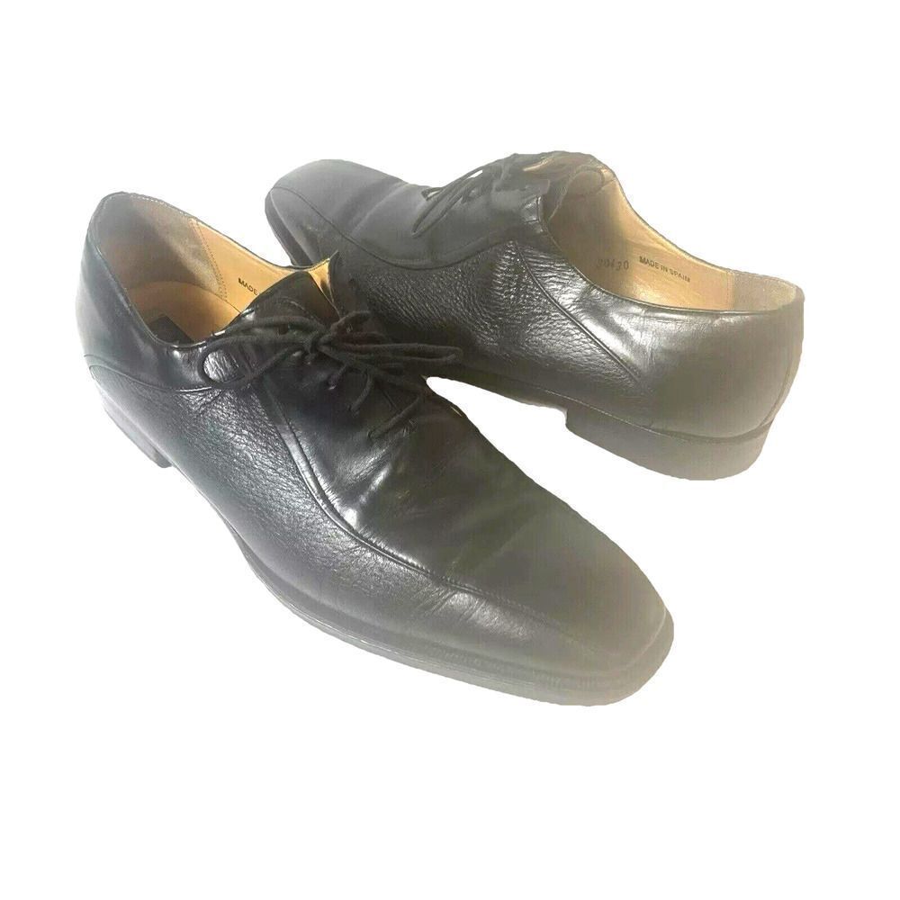 Mezlan Pravia Apron Toe Oxford Mens Size 10.5 M Black Made In Spain Leather Shoe